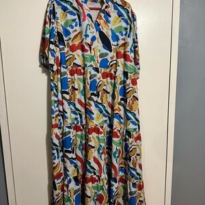 Colorful Abstract Print Maxi Dress